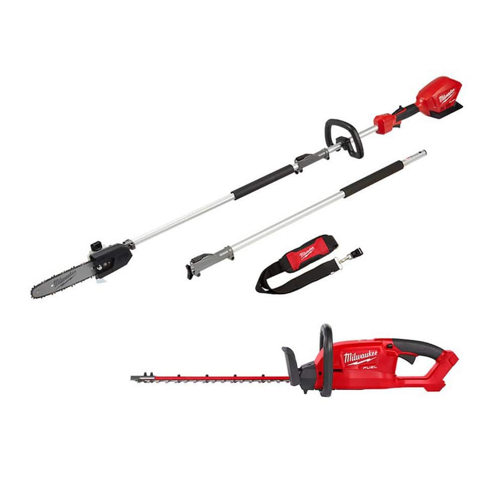 Milwaukee 2825-20PS-3001-20 M18 FUEL 10 in. 18V Lithium-Ion Brushless Electric Cordless Pole Saw & M18 FUEL 18 in. Hedge Trimmer Combo Kit (2-Tool)