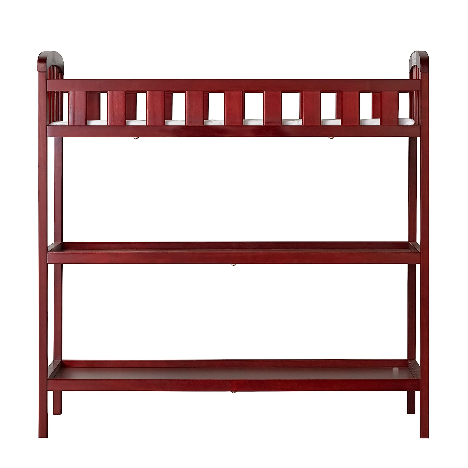 Dream On Me Emily Changing Table In Cherry. Comes With 1″ Changing Pad. Features Two Shelves. Portable Changing Station. Made Of Sustainable New Zealand Pinewood