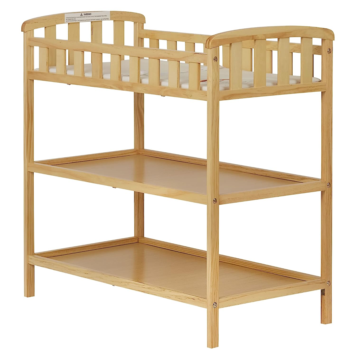 Dream On Me Emily Changing Table In Natural. Comes With 1″ Changing Pad. Features Two Shelves. Portable Changing Station. Made Of Sustainable New Zealand Pinewood