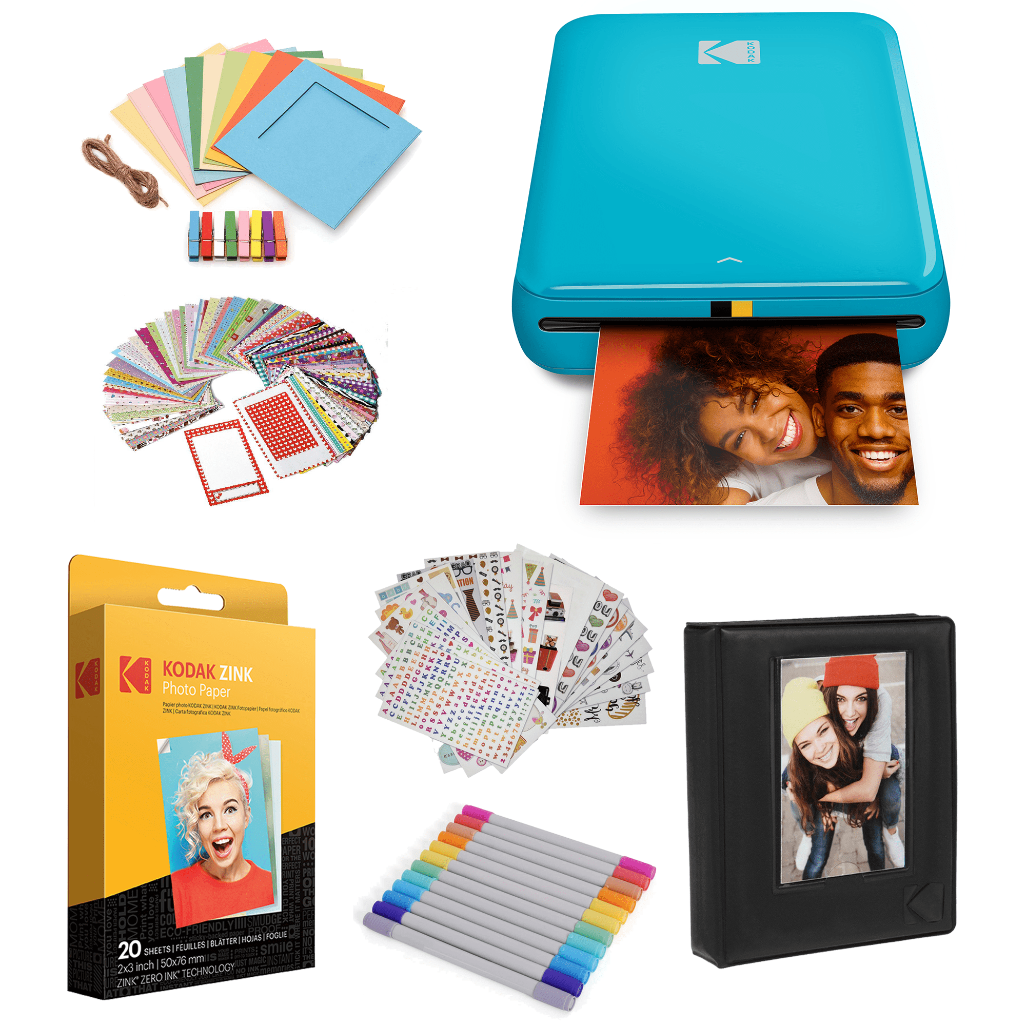Kodak Step Mobile Instant Photo Printer Starter Bundle(Blue) for Ios & Android