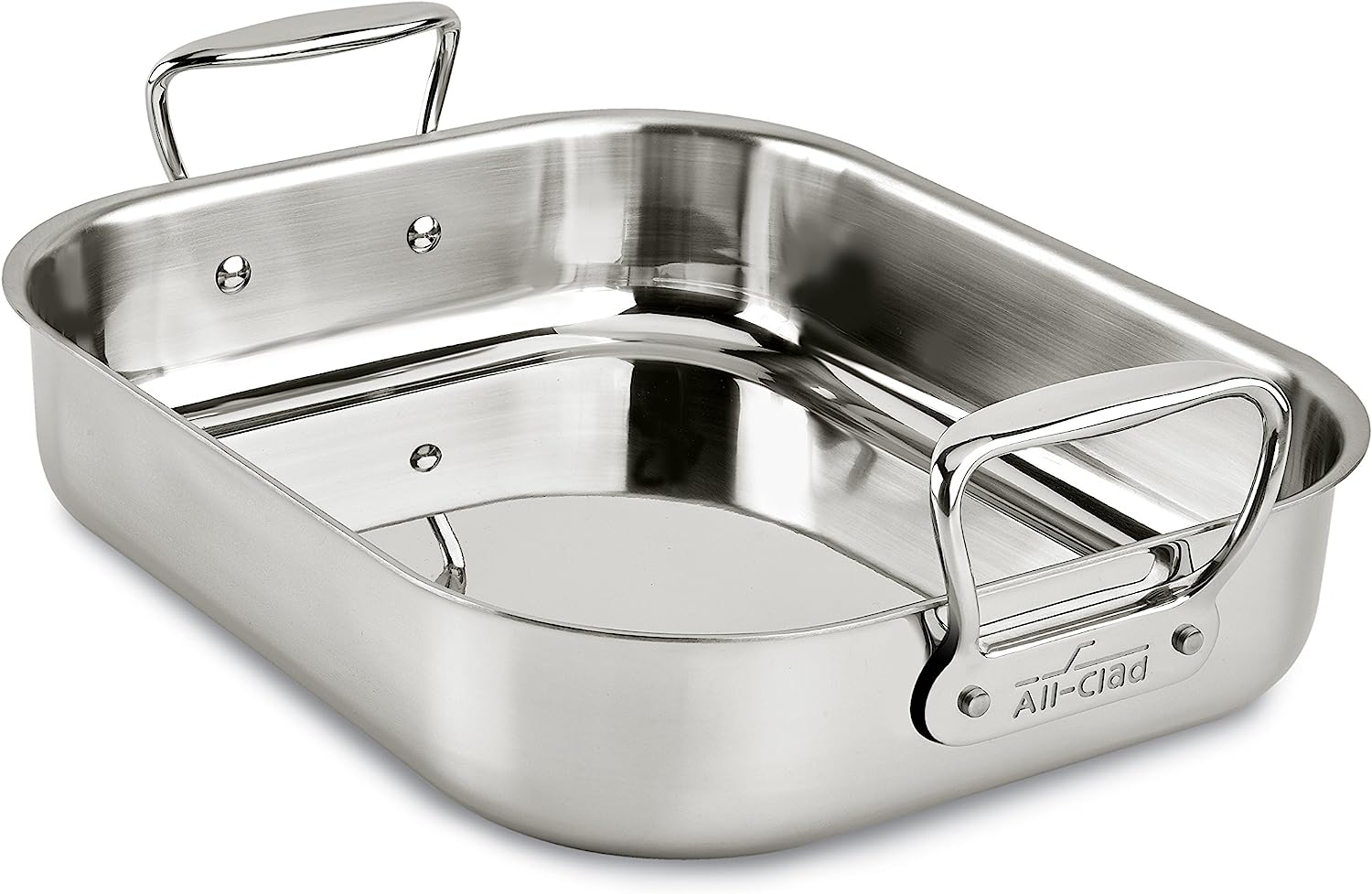 All-Clad Gourmet Stainless Steel Nonstick Roaster with Rack. 11 x 14 inch. Silver