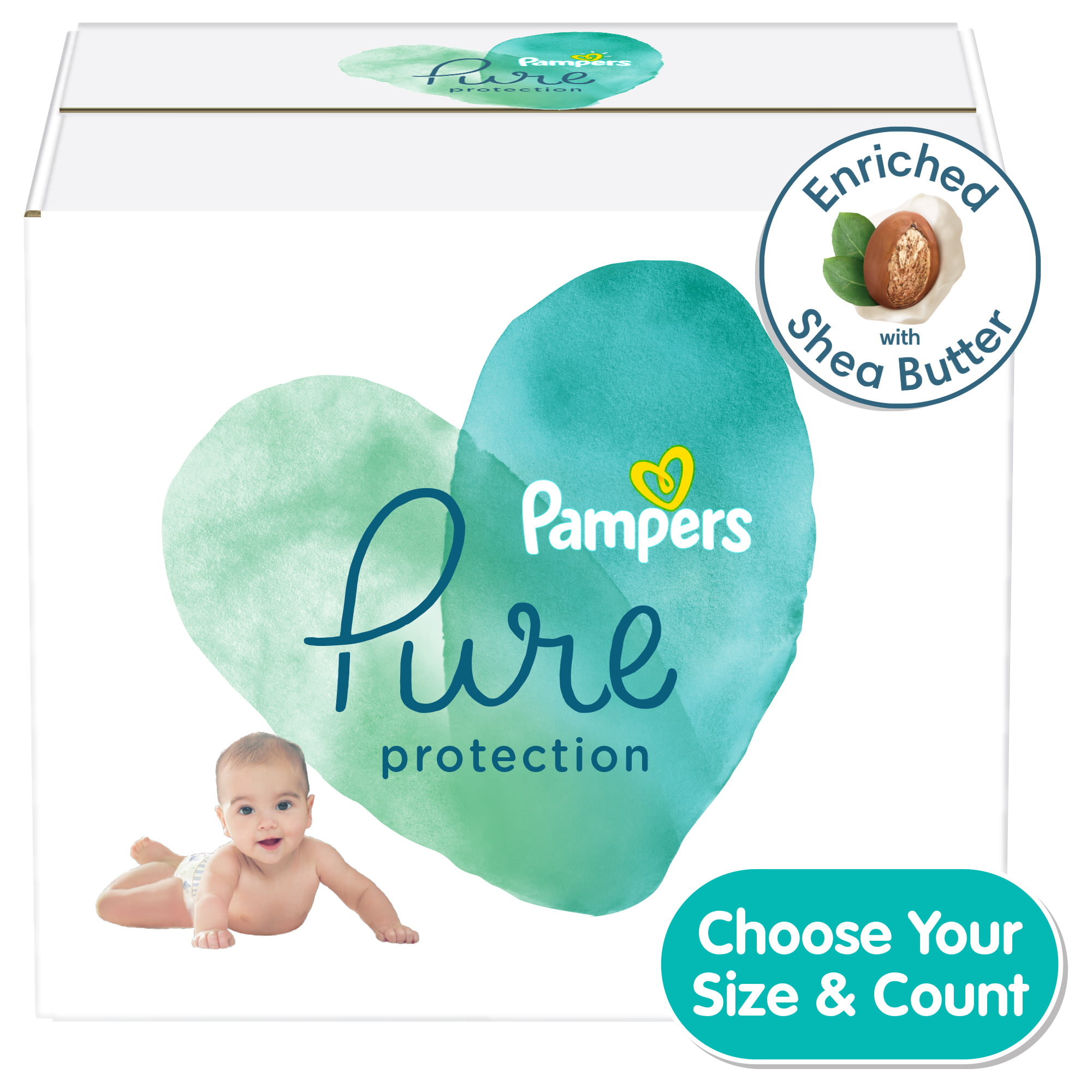 Pampers Pure Protection Natural Newborn Diapers. Size 1. 132 Ct