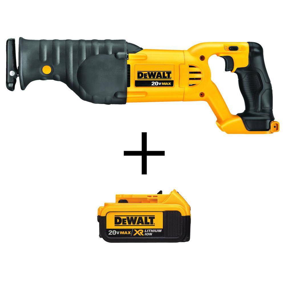 DEWALT DCS380BWDCB204 20V MAX Cordless Reciprocating Saw and (1) 20V MAX XR Premium Lithium-Ion 4.0Ah Battery