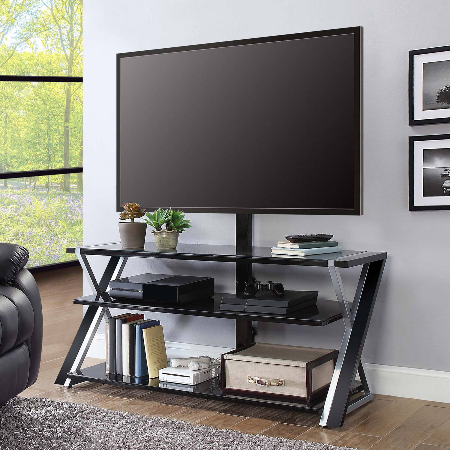 Whalen Xavier 3-in-1 Television Stand. Black
