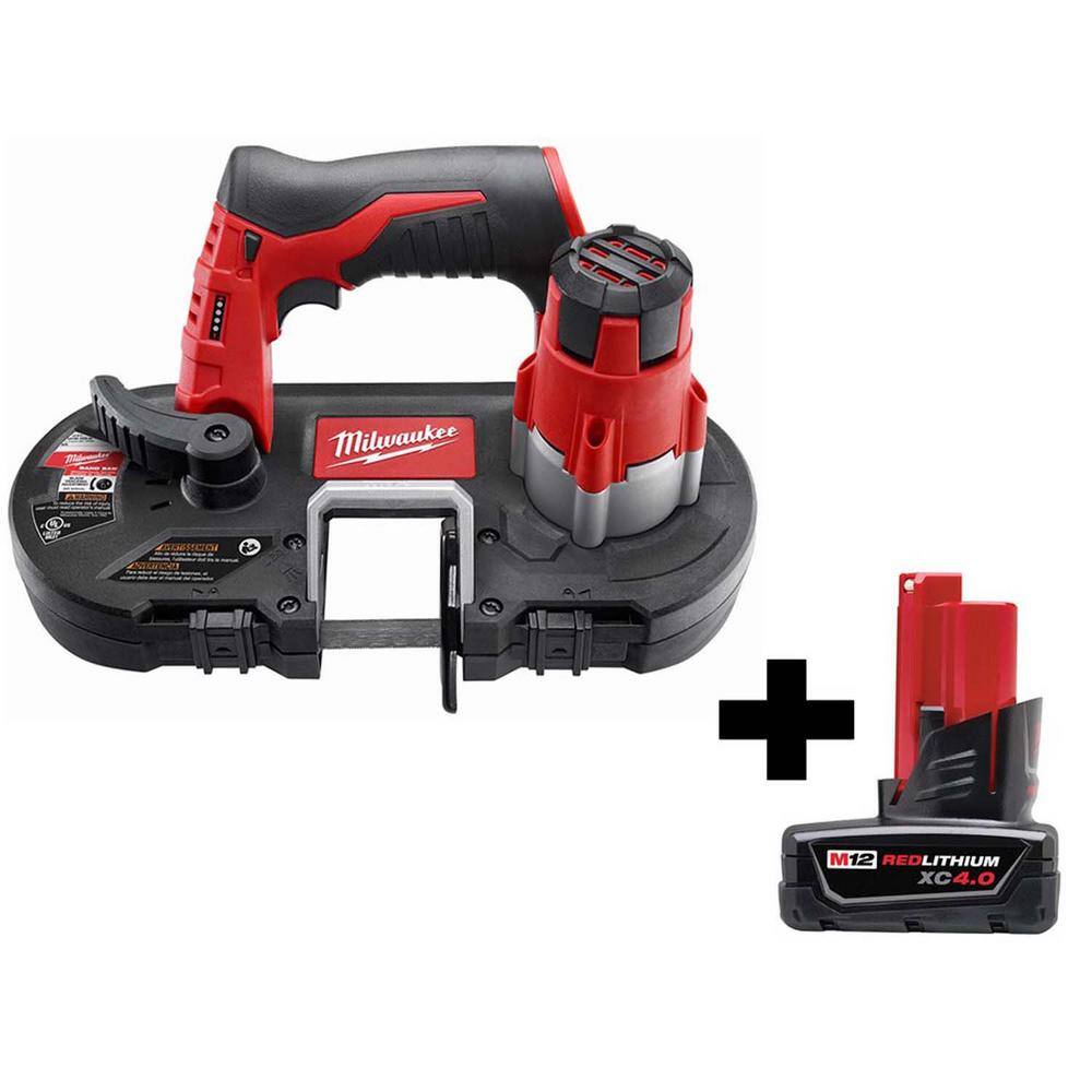 Milwaukee 2429-20-48-11-2440 M12 12V Lithium-Ion Cordless Sub-Compact Band Saw with 4.0 Ah M12 Battery
