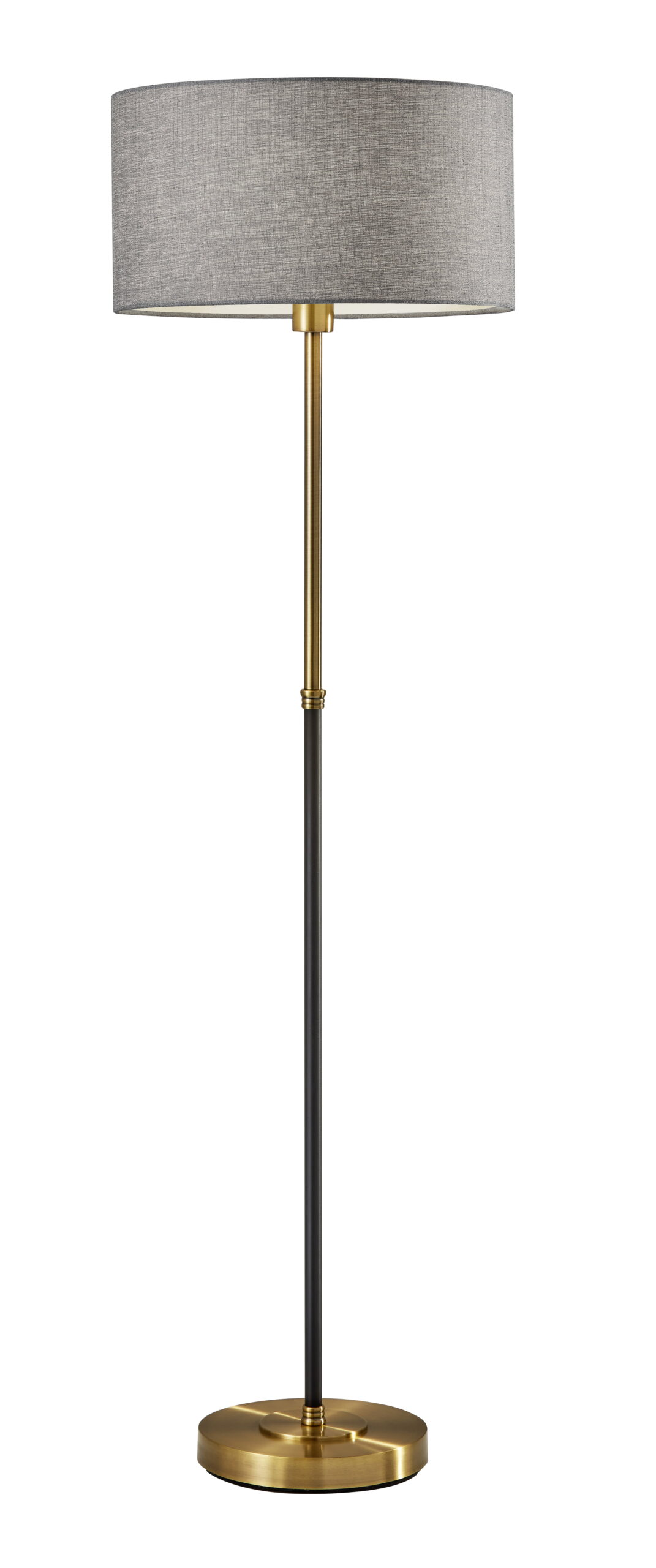 Adesso Bergen Floor Lamp. Black and Antique Brass