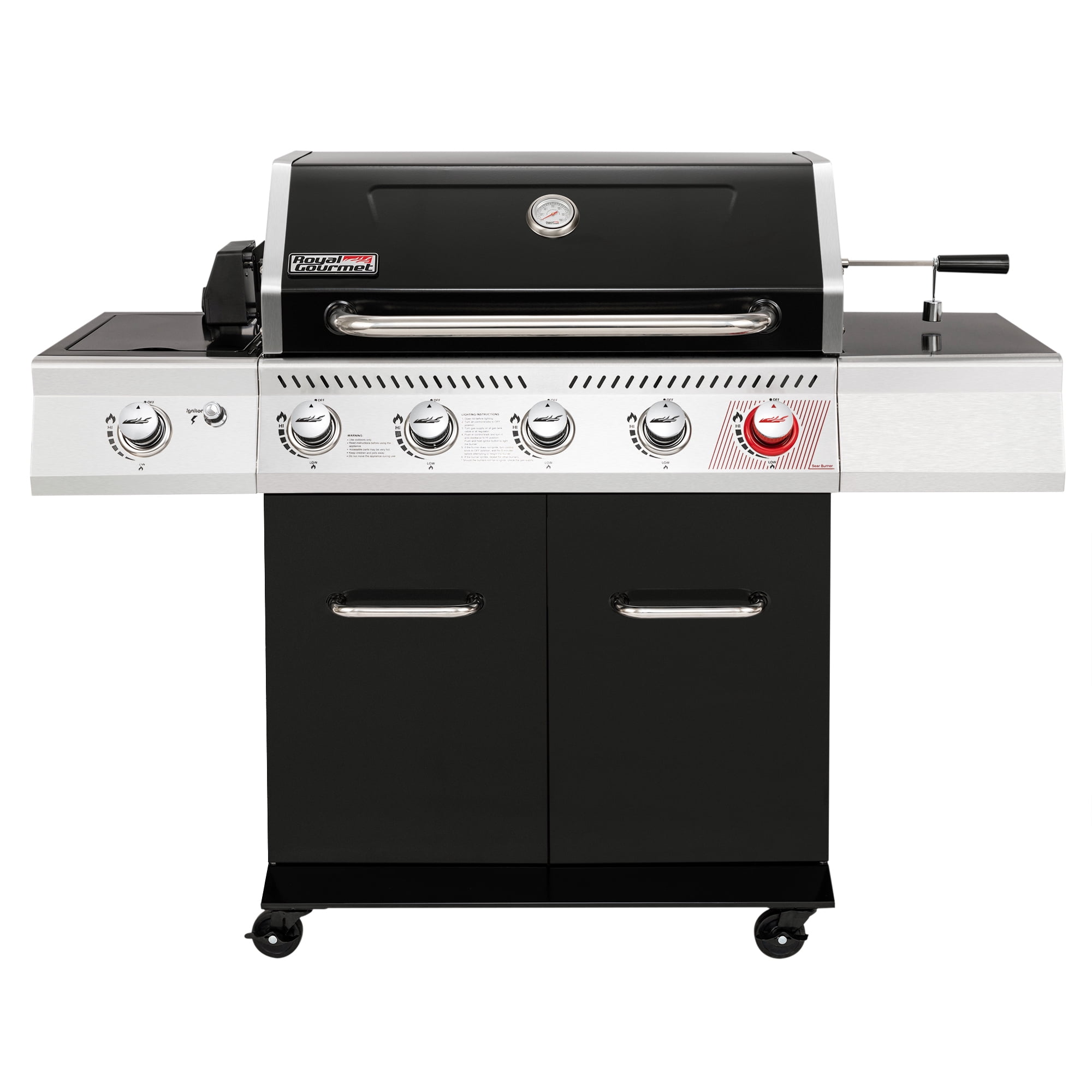 Royal Gourmet GA5404H Deluxe 5-Burner Gas Grill with Rotisserie Kit. Sear Burner. and Side Burner