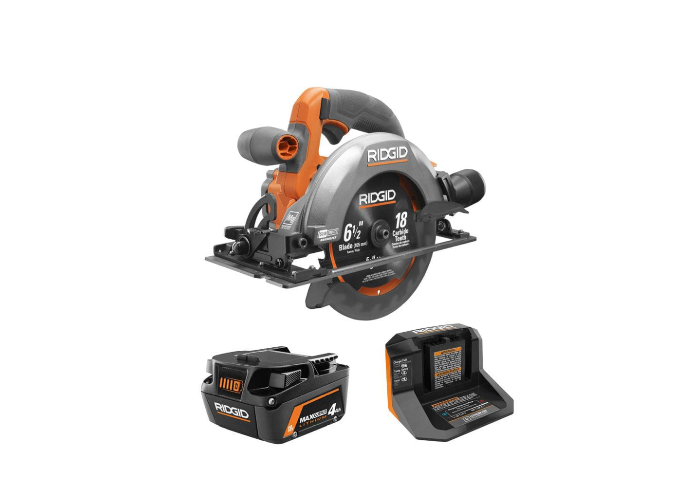 RIDGID R8656KN 18V Brushless Cordless SubCompact 6-1/2 in. Circular Saw Kit with 4.0 Ah MAX Output Battery and Charger