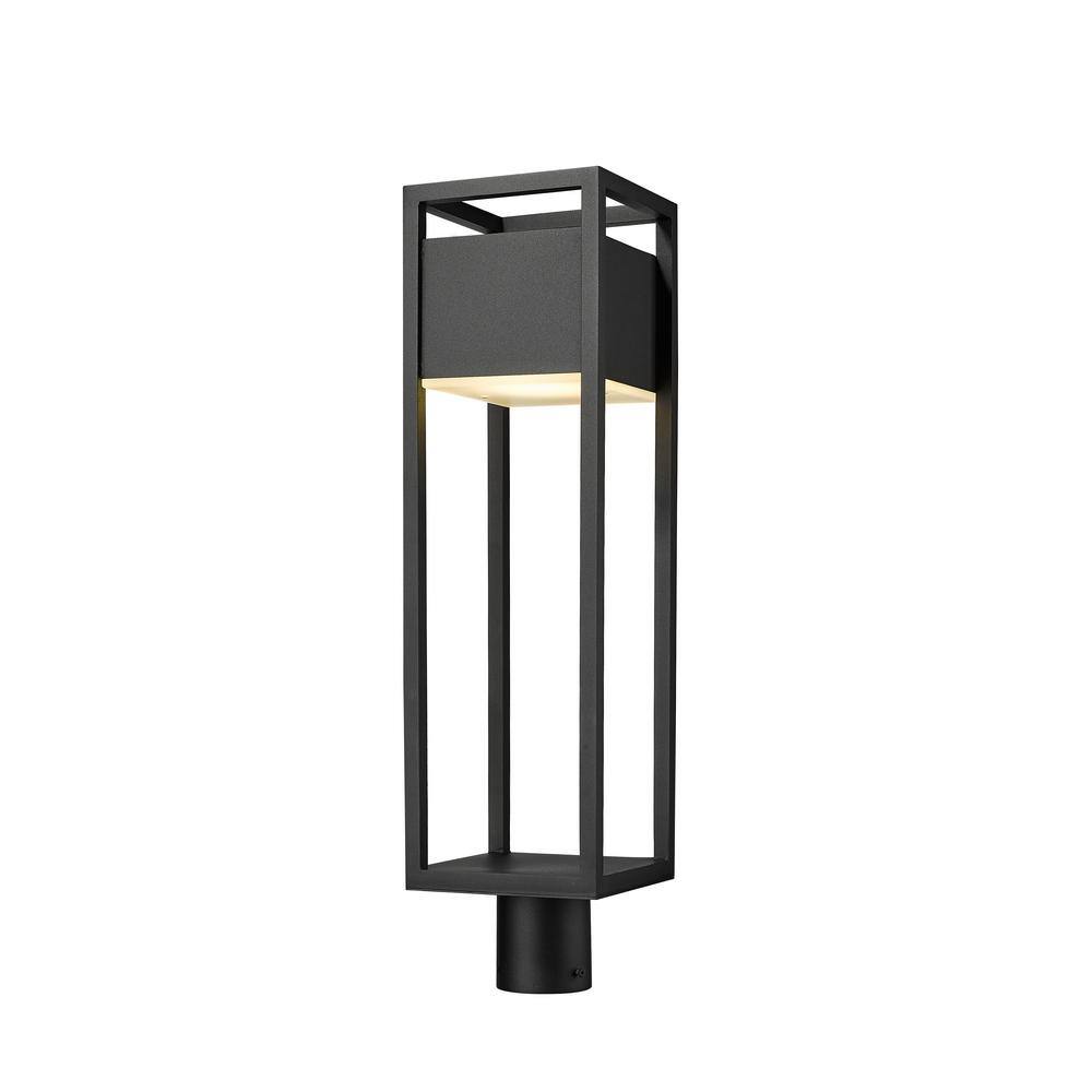 Filament Design  Barwick 1-Light 27 inch Black Aluminum Hardwired Outdoor Post Light with Round Standard Fitter with Integrated LED