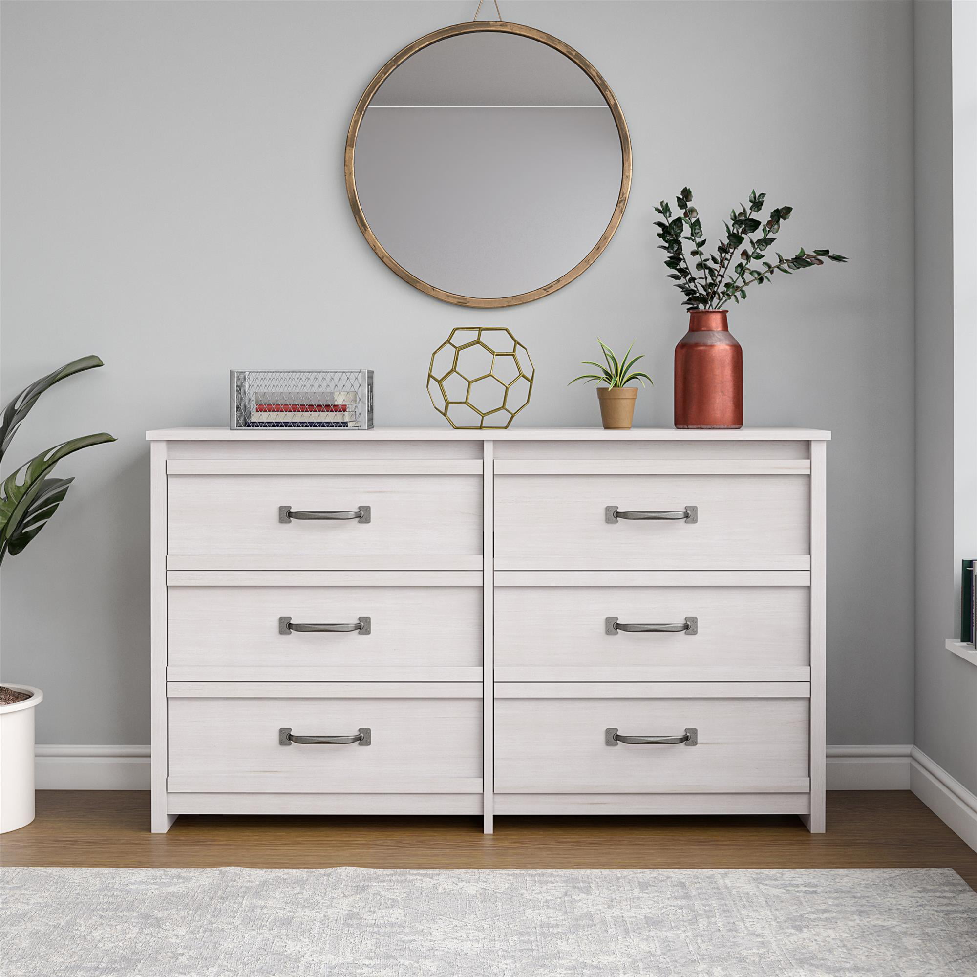 Better Homes & Gardens Rustic Ranch 6 Drawer Dresser. Ivory Oak