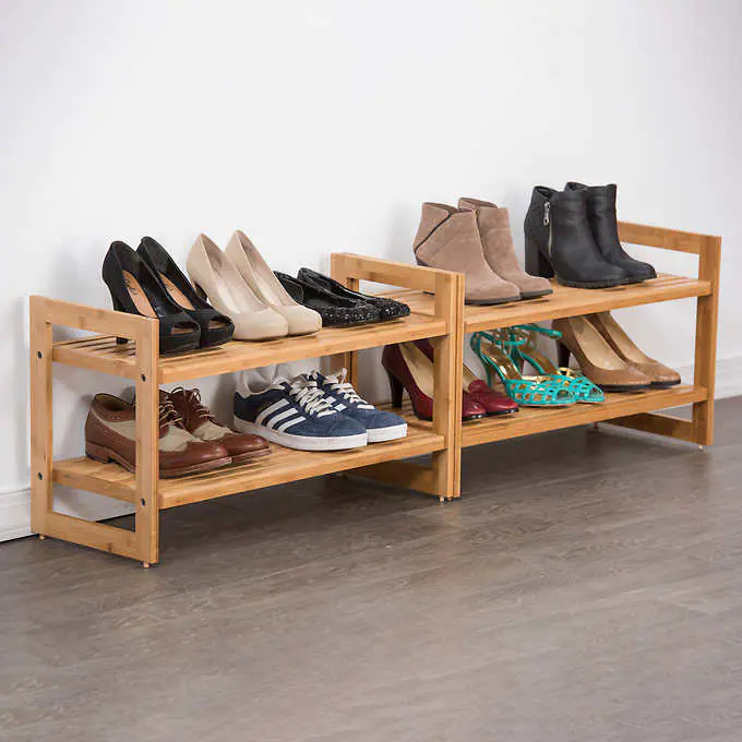 TRINITY Bamboo 2-tier Shoe Rack. 2-pack