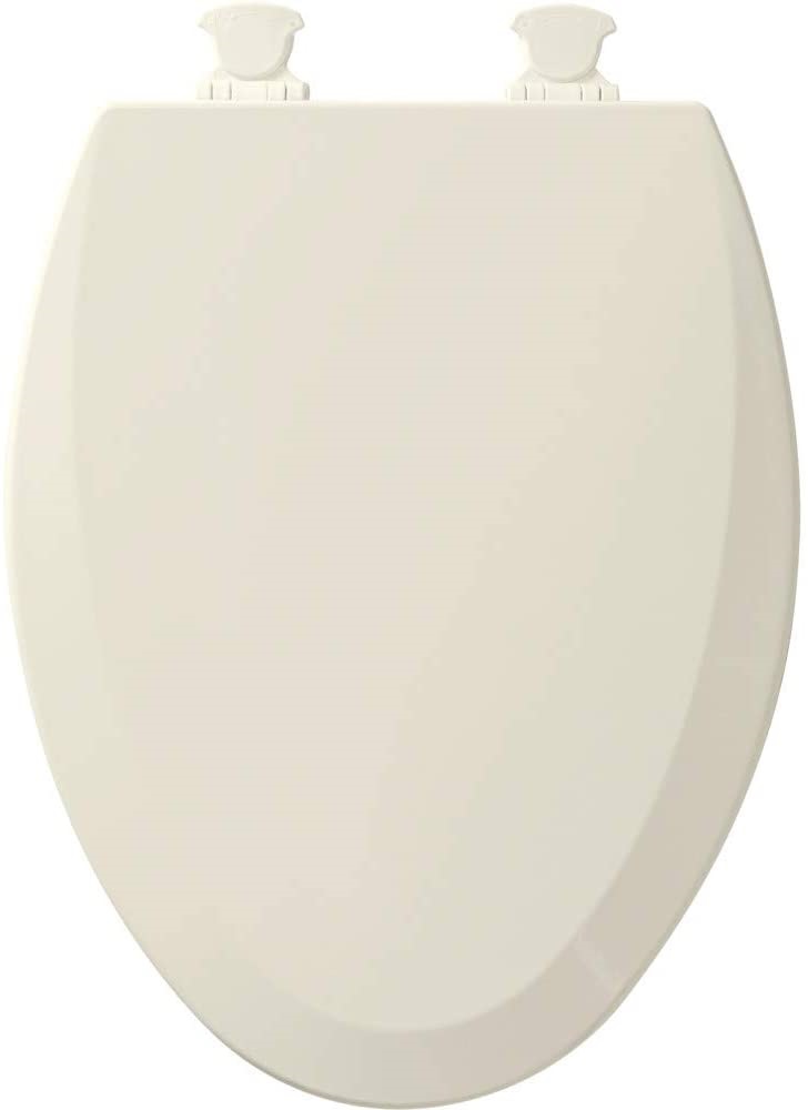 Bemis Wood Elongated Toilet Seat with Easy Clean. Change Hinge. Biscuit/linen