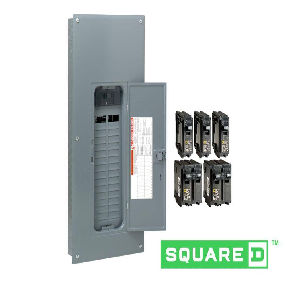 Square D HOM3060M200PCVP Homeline 200 Amp 30-Space 60-Circuit Indoor Main Breaker Plug-On Neutral Load Center with Cover(HOM3060M200PCVP)