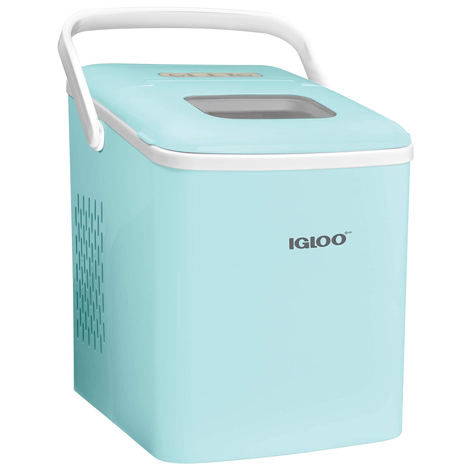 Igloo ICEB26HNAQ Automatic Self-Cleaning Portable Electric Countertop Ice Maker Machine With Handle. 26 Pounds in 24 Hours. 9 Ice Cubes Ready in 7 minutes. With Ice Scoop and Basket. Original Aqua