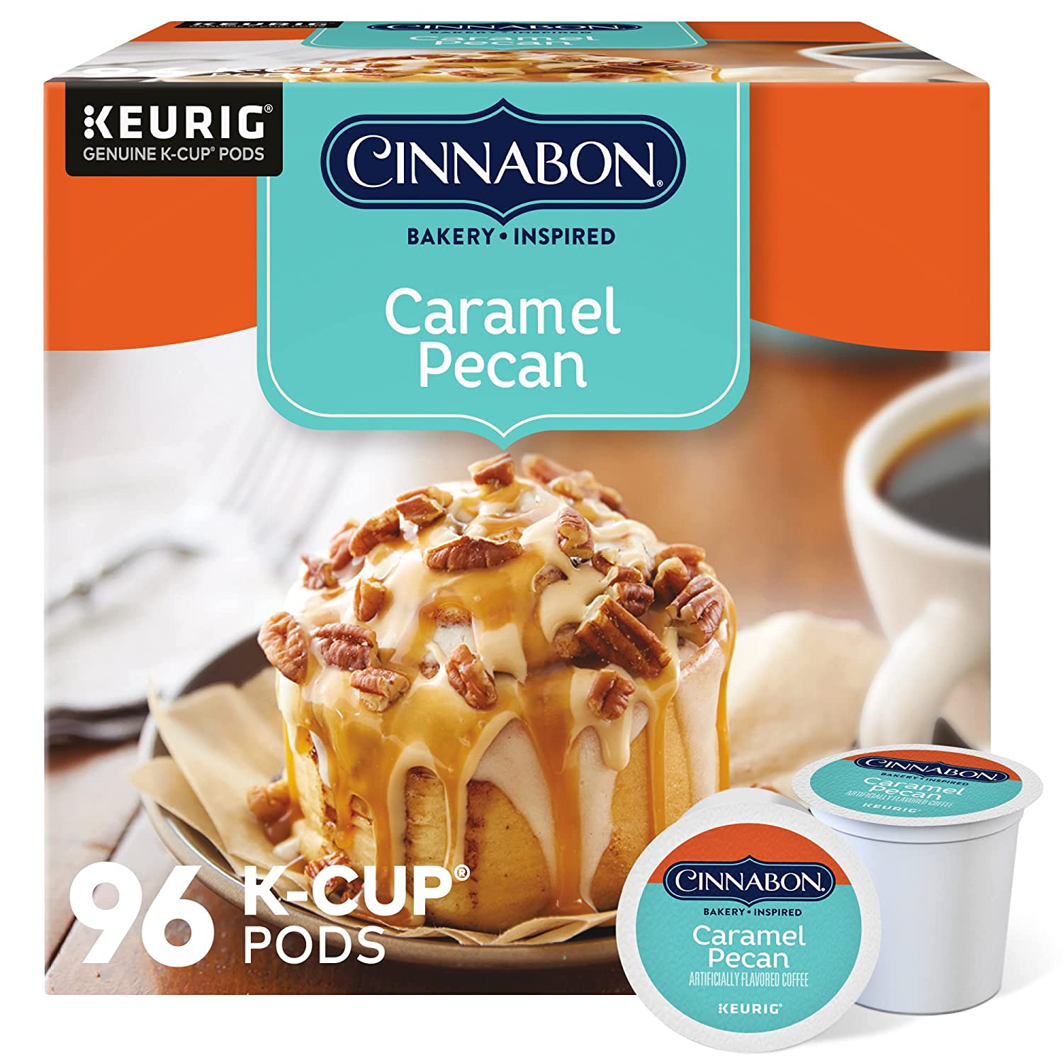 Cinnabon Caramel Pecan Coffee. Keurig Single Serve K-Cup Pods. 96 Count
