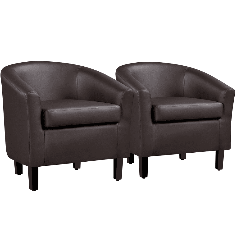 Easyfashion Tub Chair. Set of 2. Espresso Faux Leather
