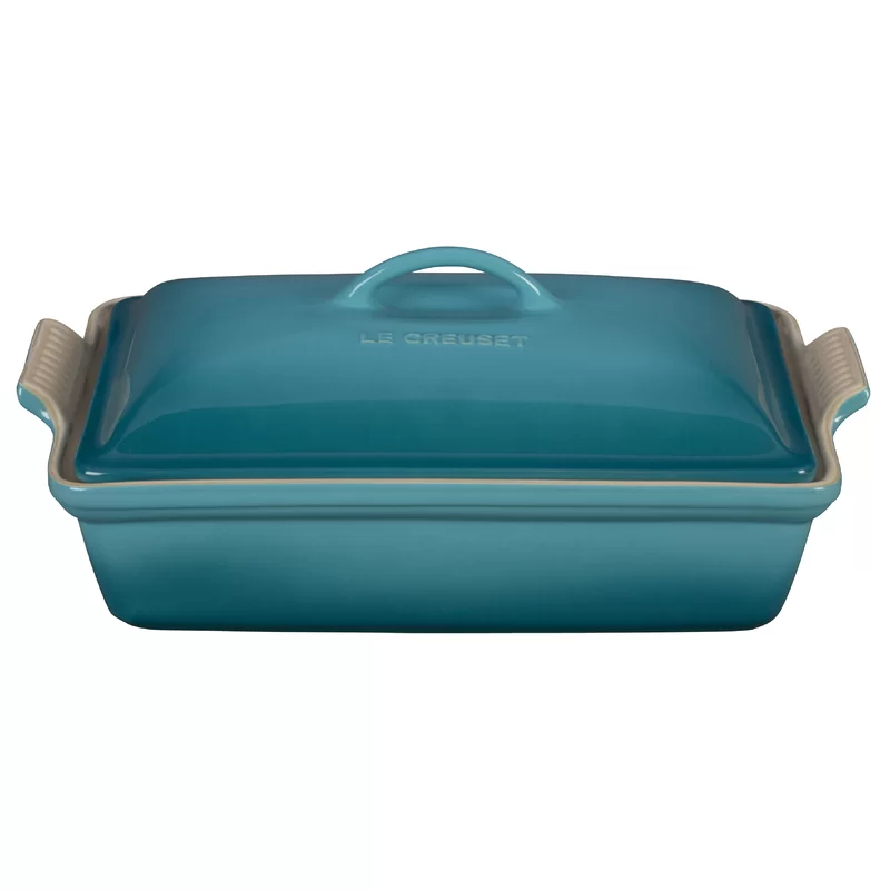 Le Creuset PG07053A-3317 Stoneware Heritage Covered Rectangular Casserole. 4 qt. (12″ x 9″). Caribbean