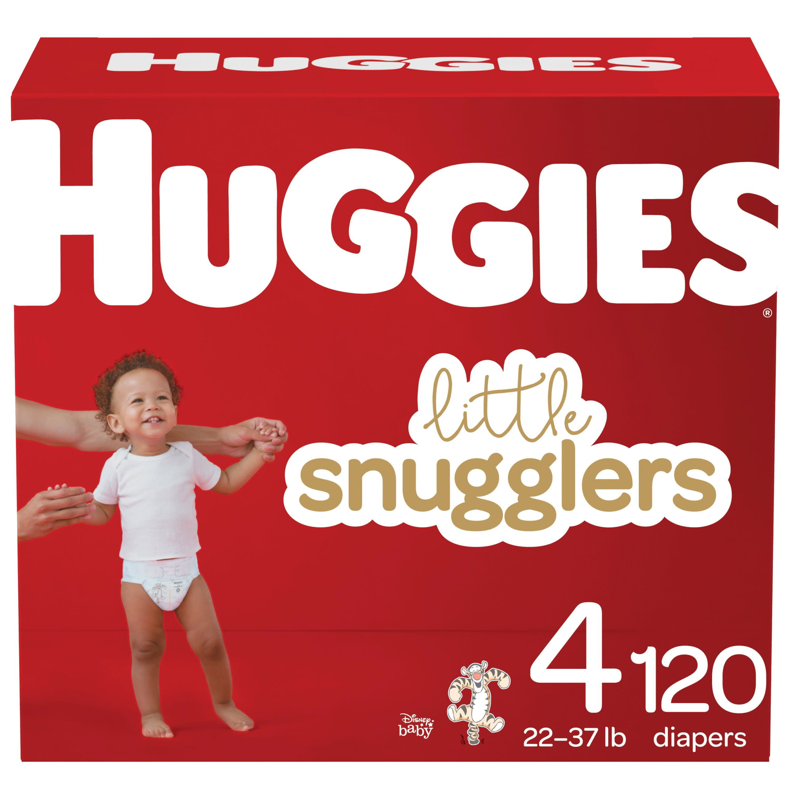 Huggies Little Snugglers Hypoallergenic and Latex-Free Diapers. 120 Count. Size 4 (22-37 lb.)