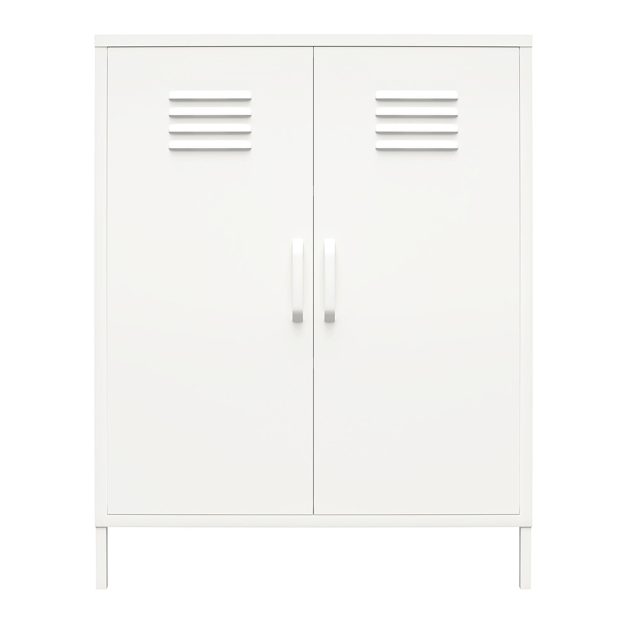 Shadwick 2 Door Metal Locker Style Storage Accent Cabinet. White