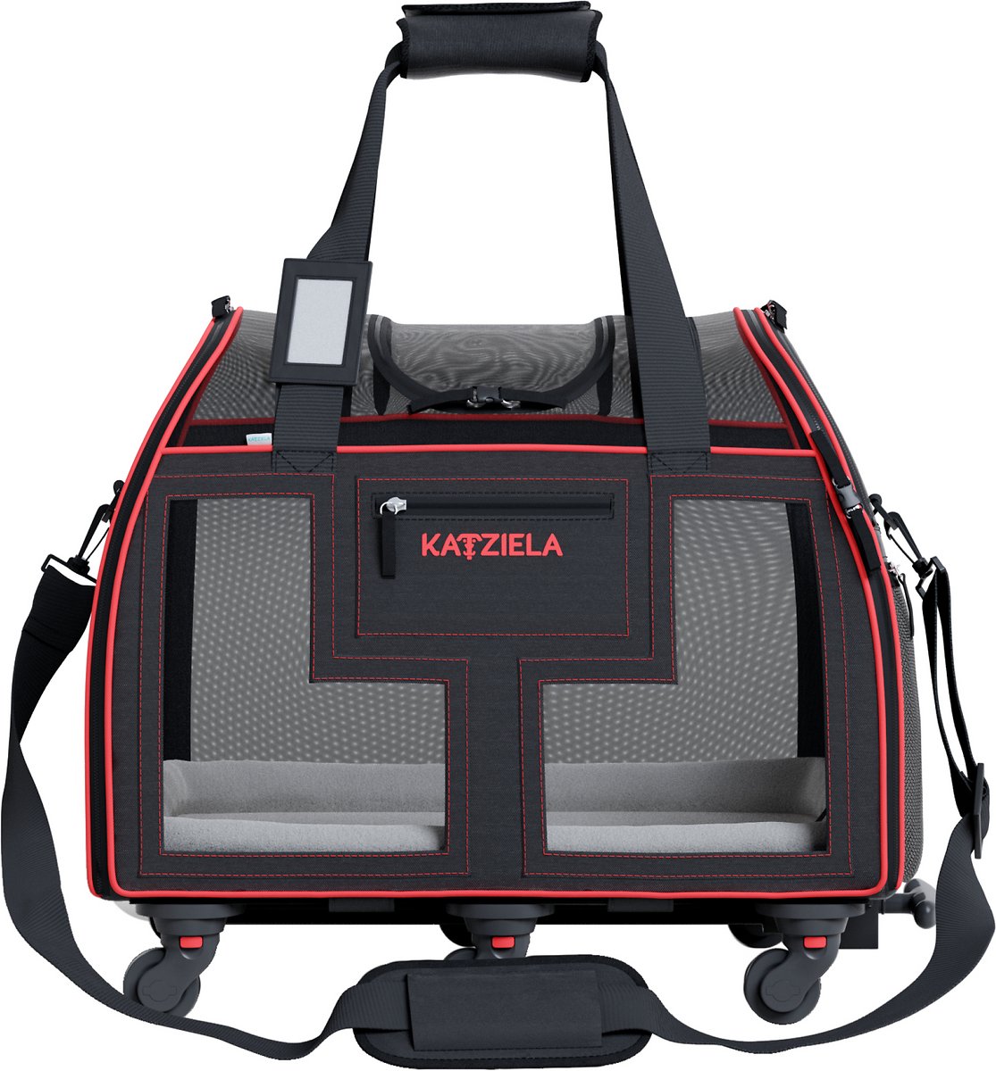 Katziela Rolling Pet Carrier Airline Approved - Pet Carrier with Wheels - Luxury Lorry - Deluxe TSA Approved Cat Carrier with Wheels - Small Airline Approved Dog Carrier Trolley - Plane Carry On Bag