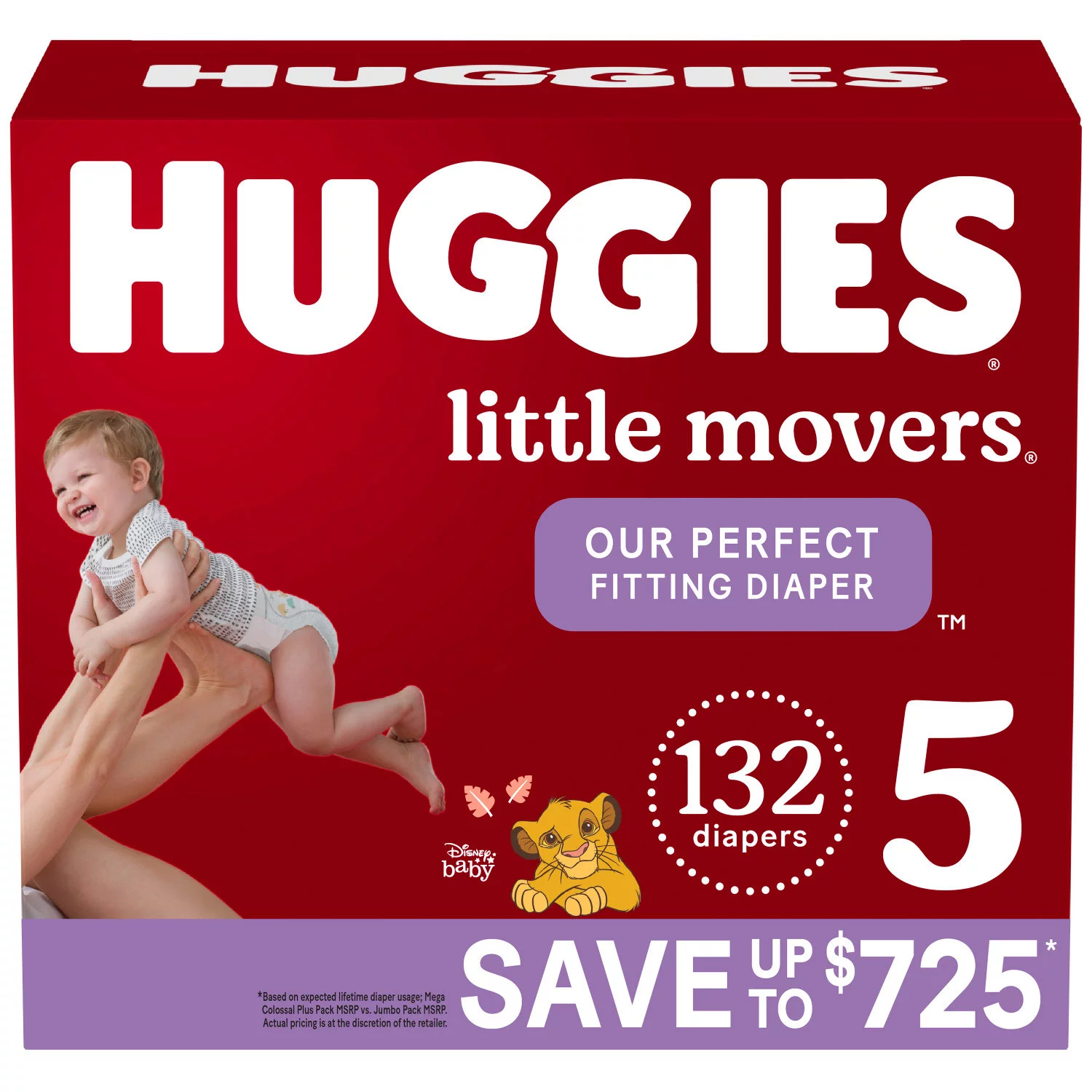 Baby Diapers Size 5 (27+ lbs). 132 Ct. Huggies Little Movers
