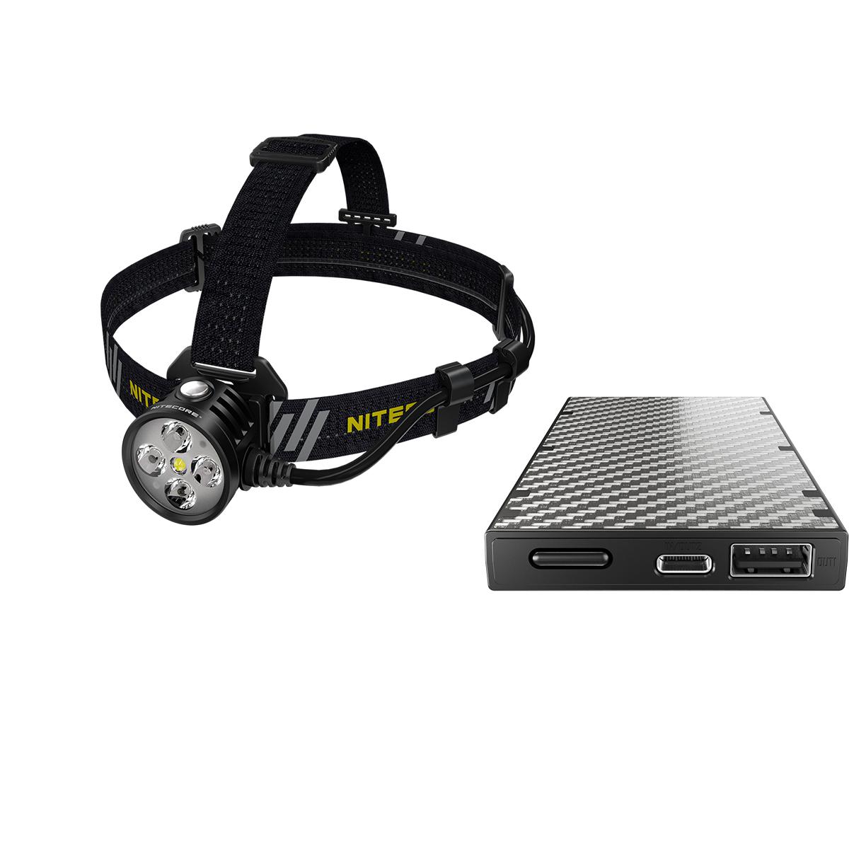 Combo: Nitecore HU60 USB Powerbank Powered Elite LED Headlamp - 1600 Lumen with NB10000 Power Bank. wireless control