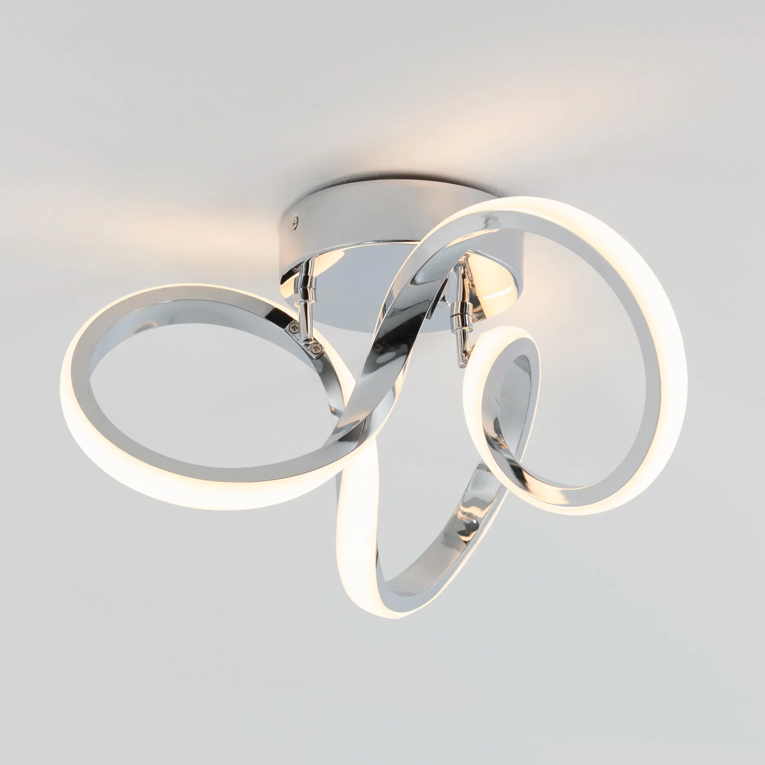 Artika FM-SWR-C Swirl 13 in. Chrome Modern LED Flush Mount Ceiling Light for Kitchen Dining Room