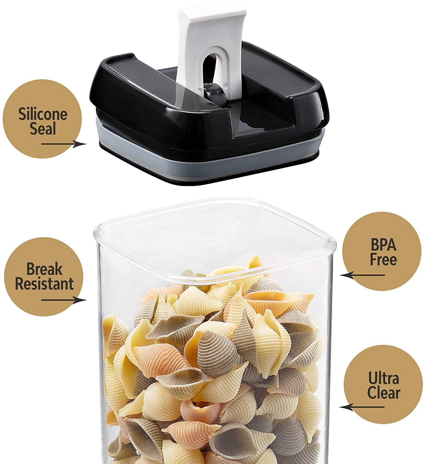 Suproot Kitchen Variety Set of 6 Pantry Organization Canisters with Lids. Marker and Labels Included