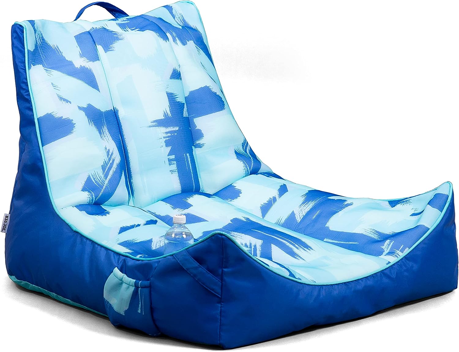 Big Joe Captain-s Float No Inflation Needed Pool Lounger with Drink Holder. Paintbrush Blue Double Sided Mesh. Quick Draining Fabric. 3 feet