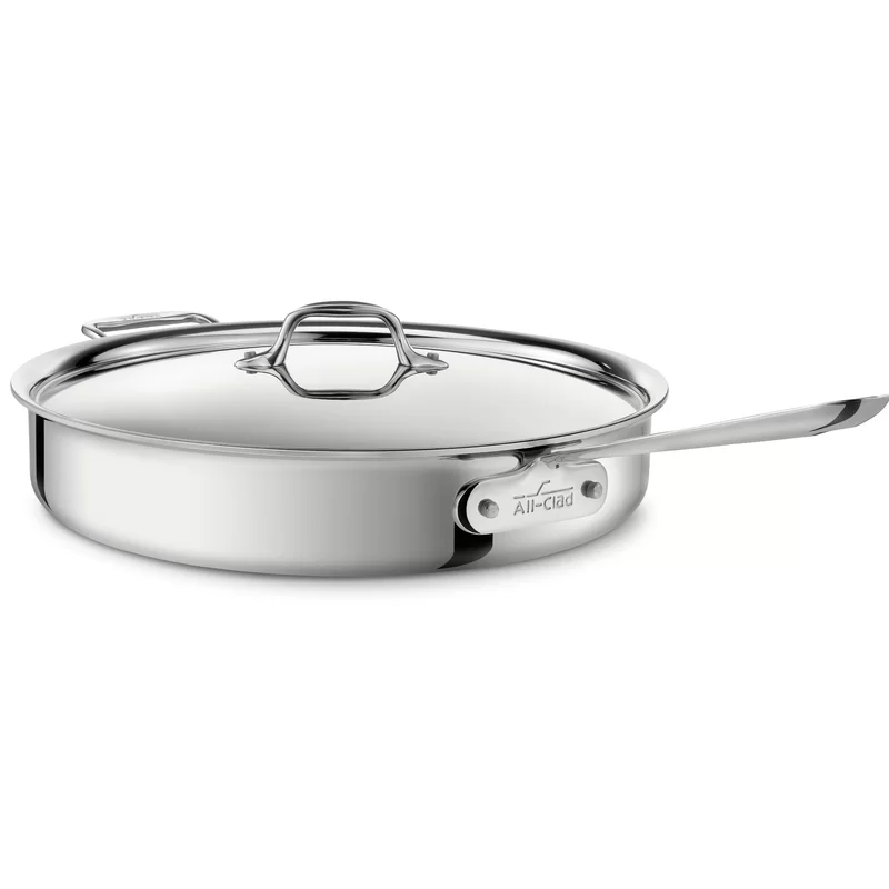 All-Clad 4406 Stainless Steel 3-Ply Bonded Dishwasher Safe Saute Pan with Lid Cookware. 6-Quart. Silver