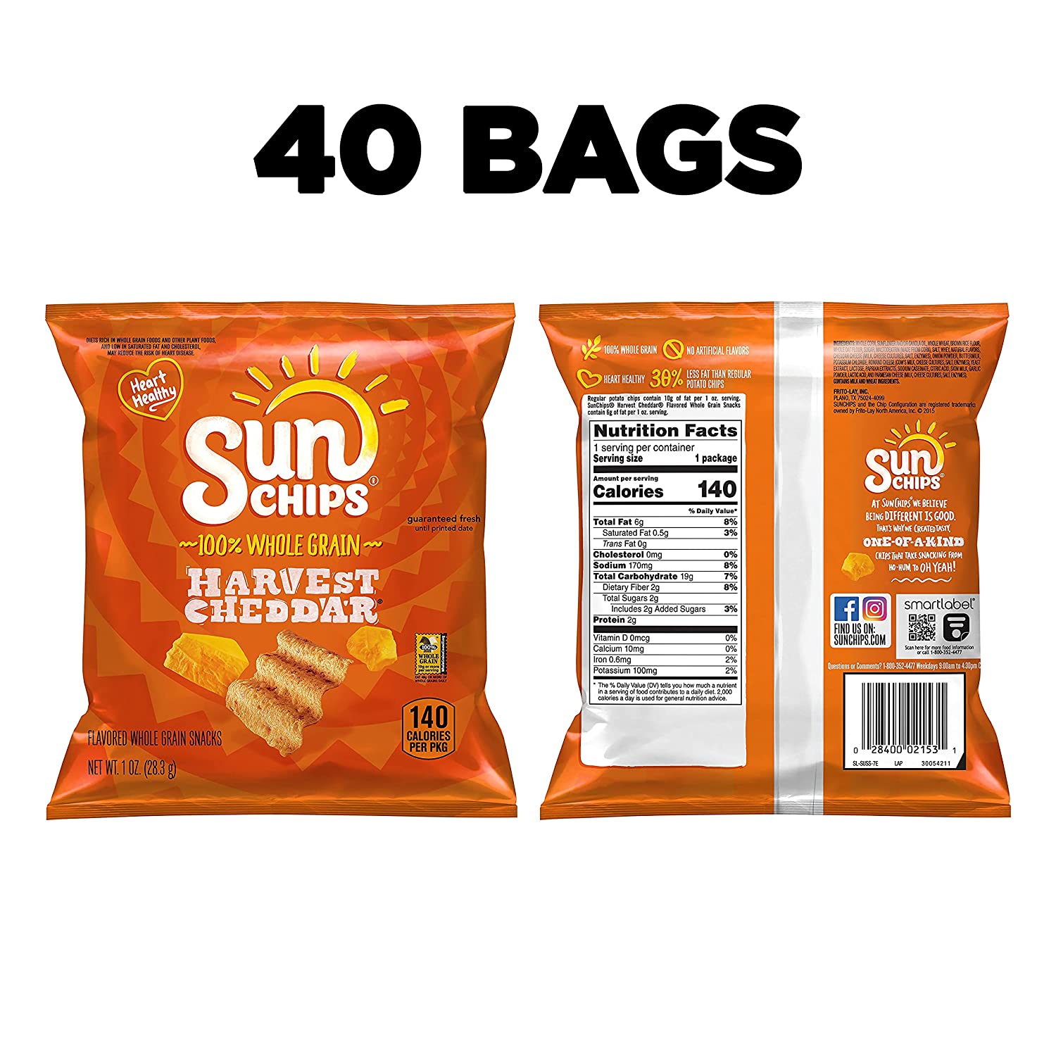 Sunchips Multigrain. Harvest Cheddar. 1 Ounce (Pack of 40)