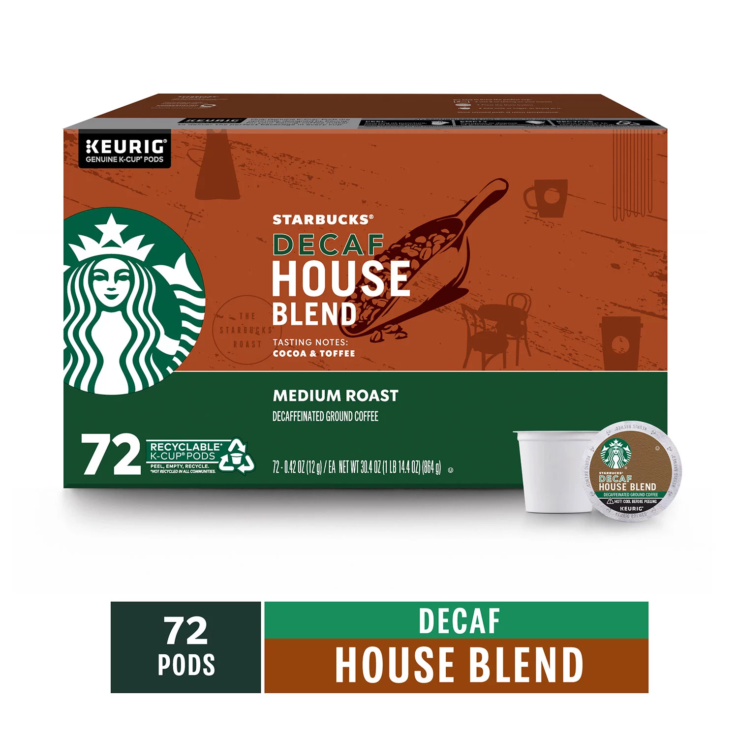Starbucks Decaf Medium Roast K-Cups. House Blend (72 ct.)