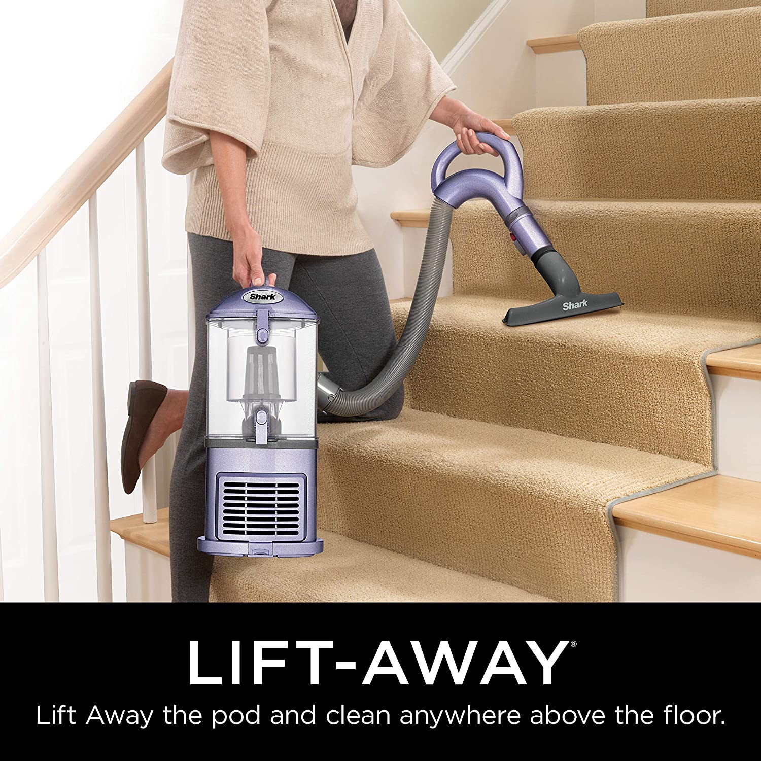 Shark NV352 Navigator Lift Away Upright Vacuum with Wide Upholstery and Crevice Tools. Lavender