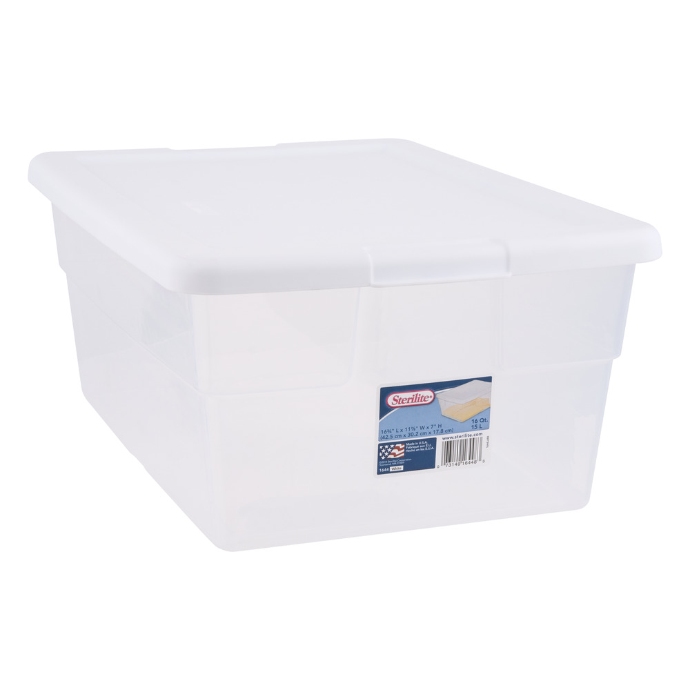 6099337 STORAGE BOX 16QT CLEAR Sterilite Stackable Storage Box (Pack of 12)