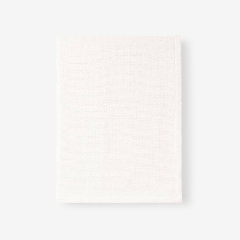 The Company Store  Cotton Weave Ivory Solid Woven Throw Blanket - Ivory