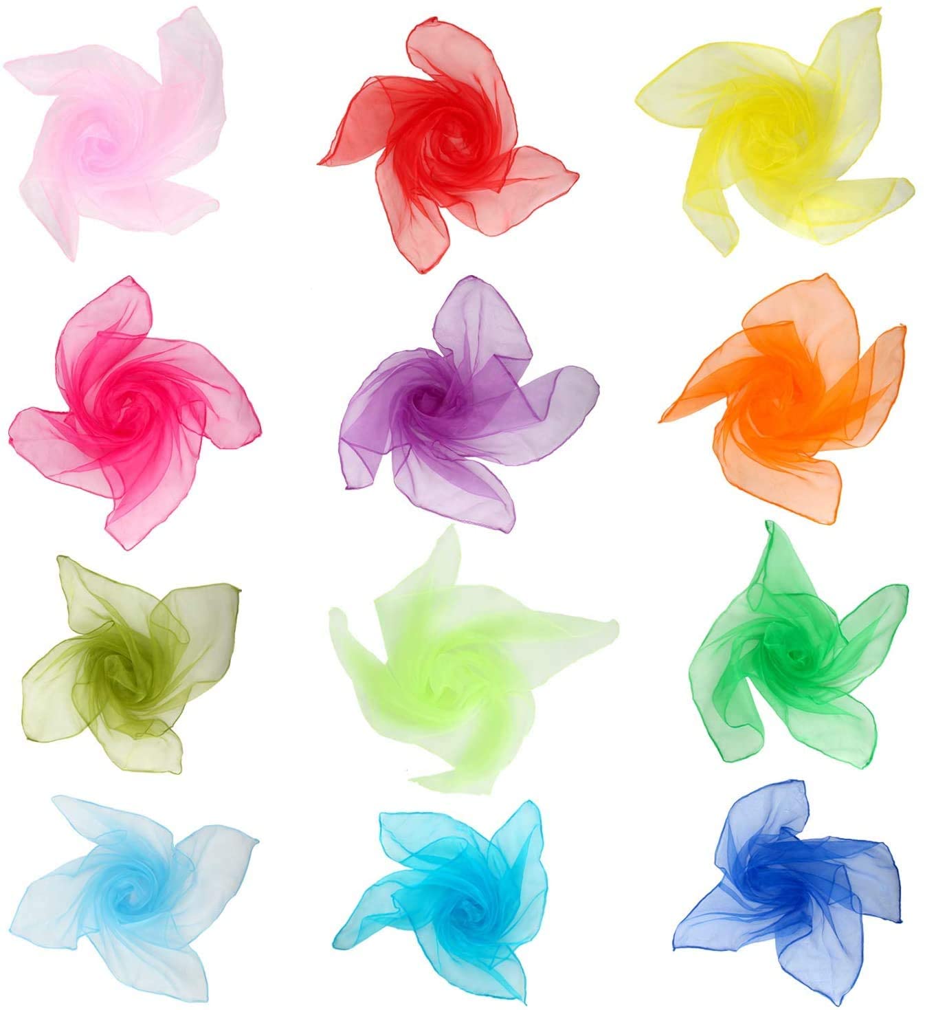 Square Dance Scarves. 24 Pcs Juggling Scarf Props Magic Trick Silk