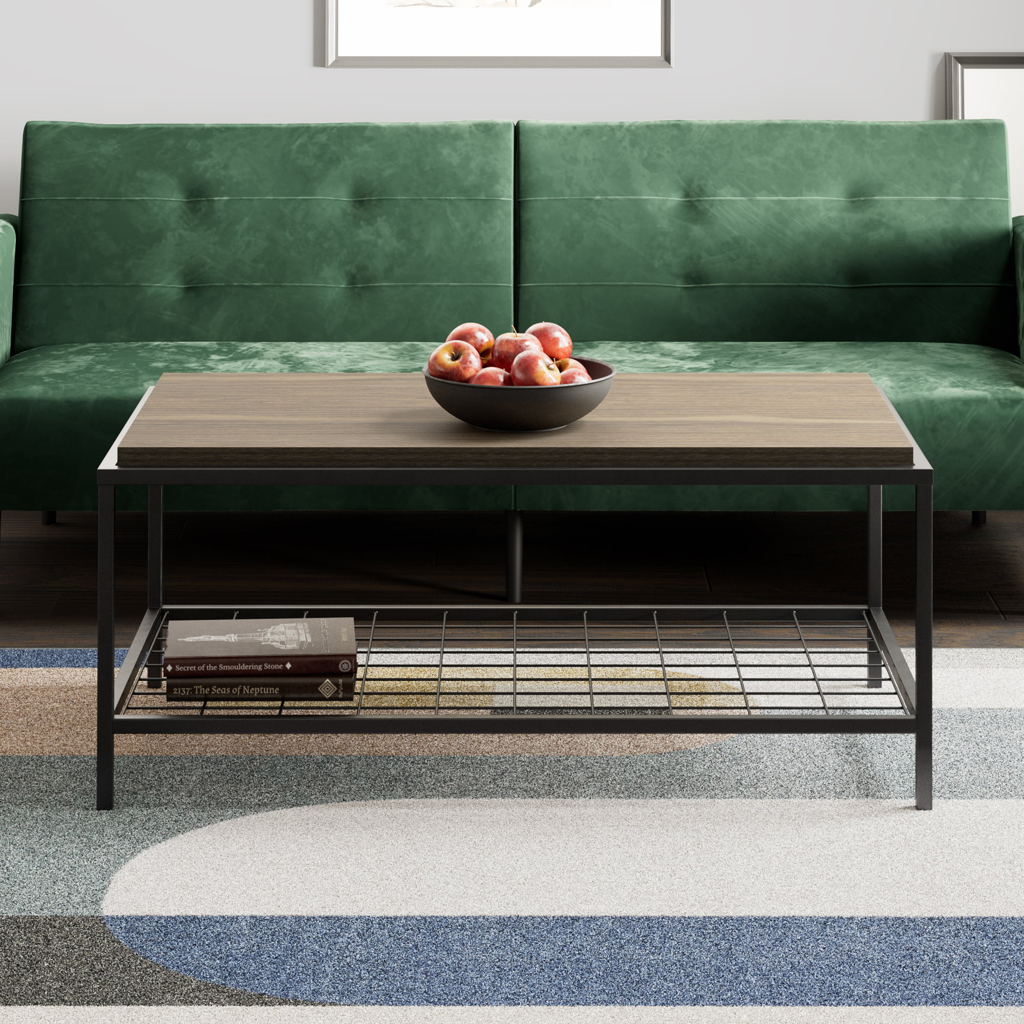 Mayview Collis Industrial Rectangle Wood and Metal Coffee Table. Ash