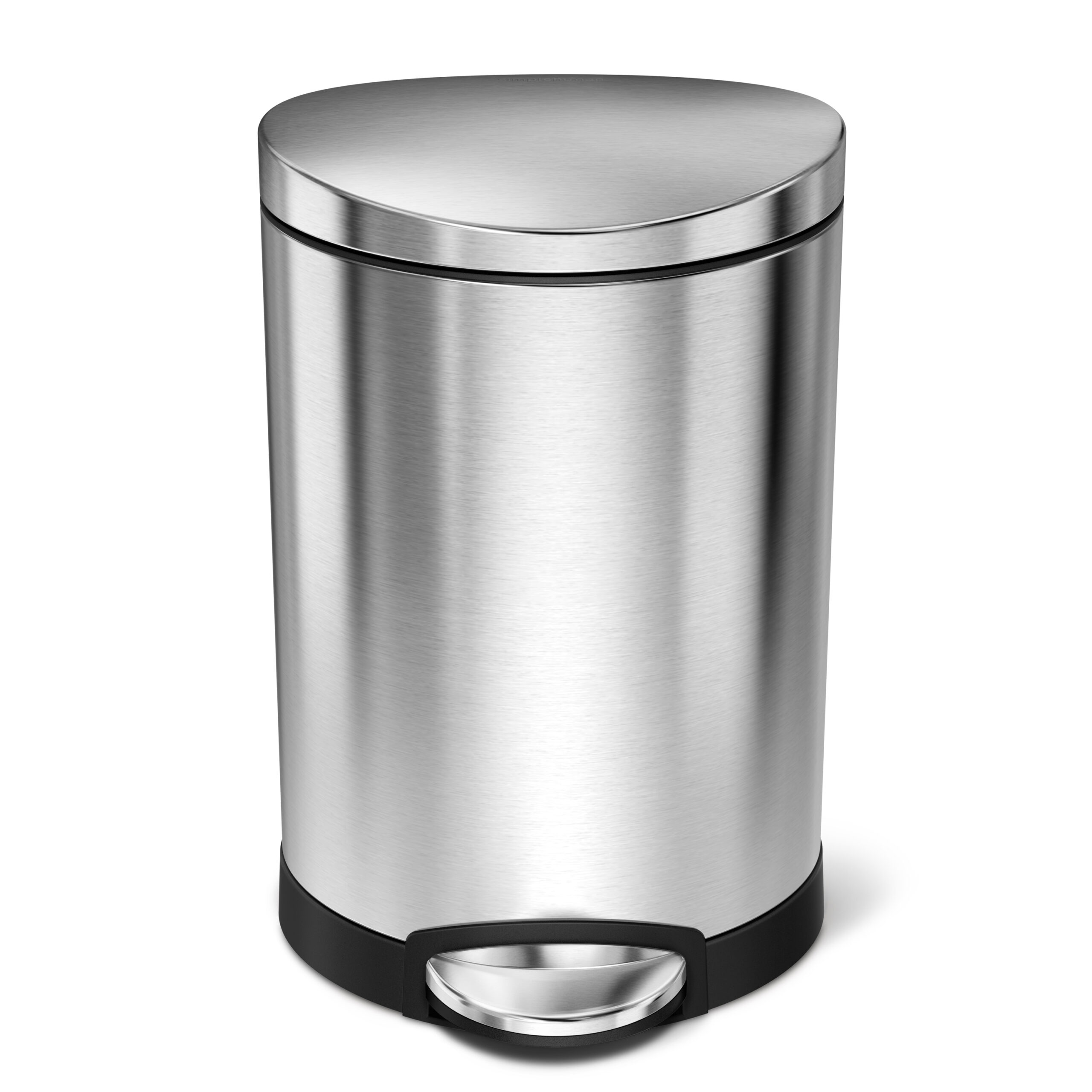 simplehuman 6 Liter / 1.6 Gallon Semi-Round Step Can. Brushed Stainless Steel