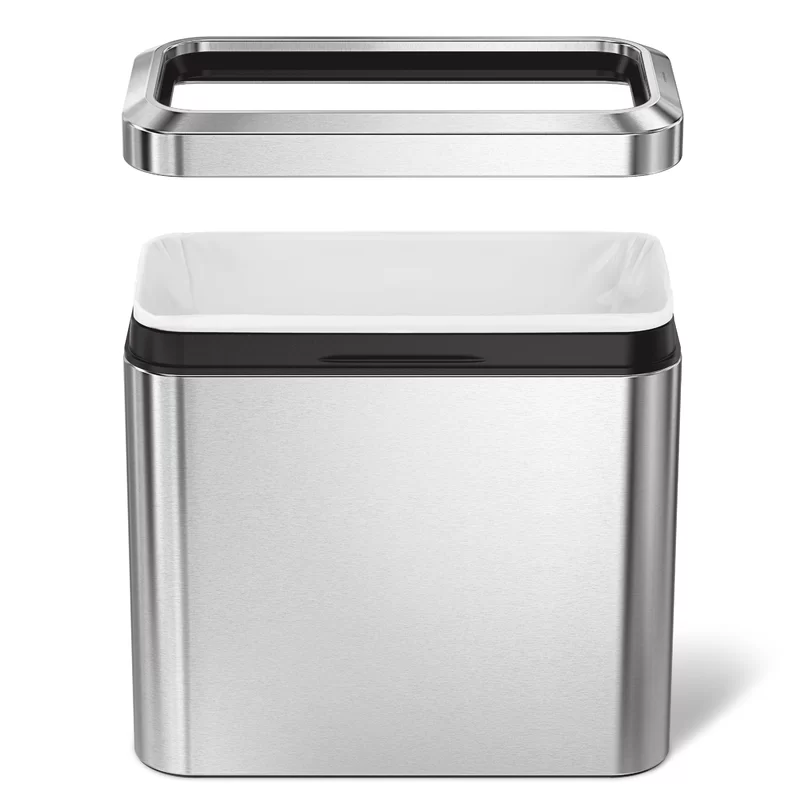 simplehuman CW1490 25 Liter 6.6 Gallon Slim Open Commercial Trash Can. Brushed Stainless Steel