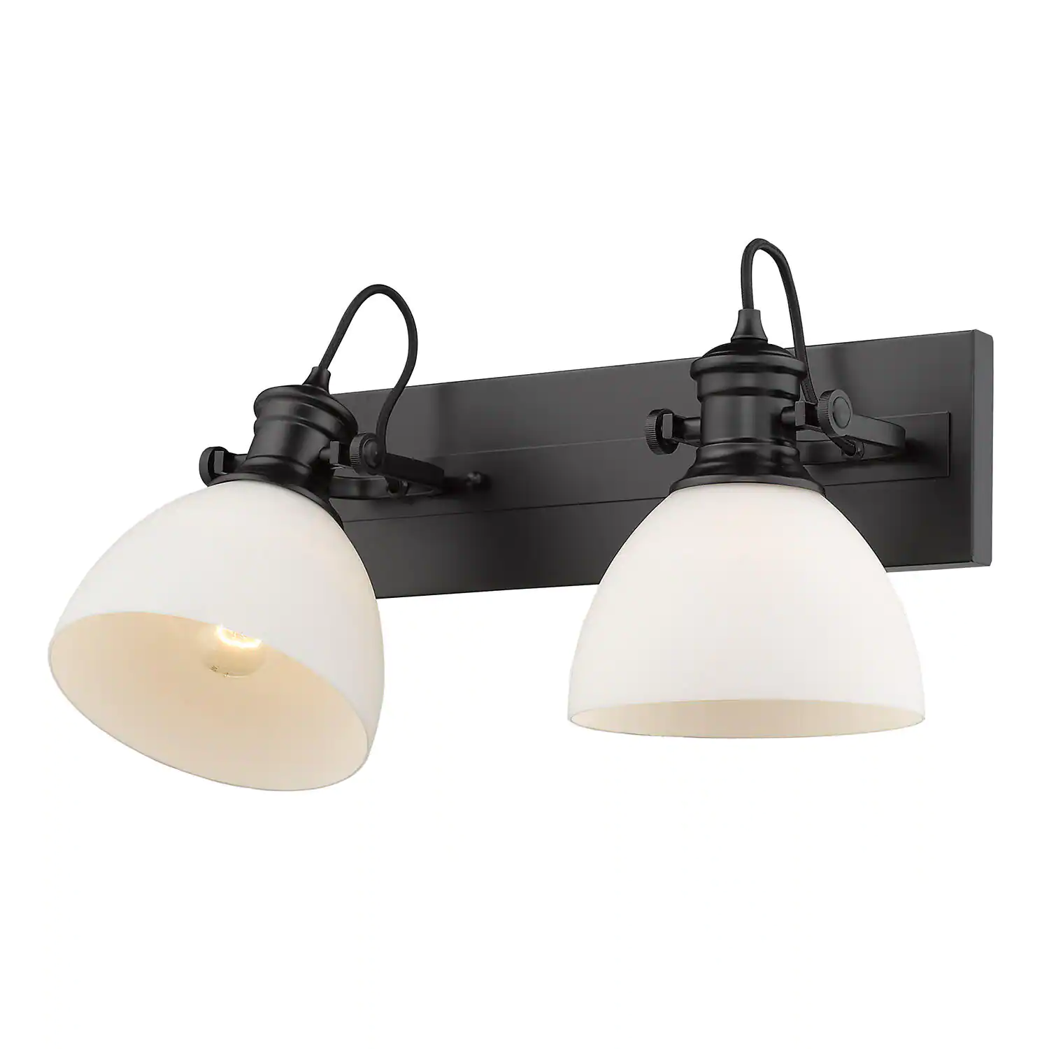 Golden Lighting 3118-BA2 BLK-OP Hines 2-Light Black and Opal Glass Bath Light