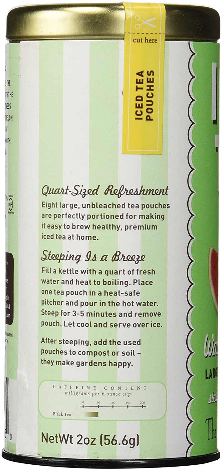 The Republic of Tea - Watermelon Mint Black Iced Tea. 8 Large Pouches