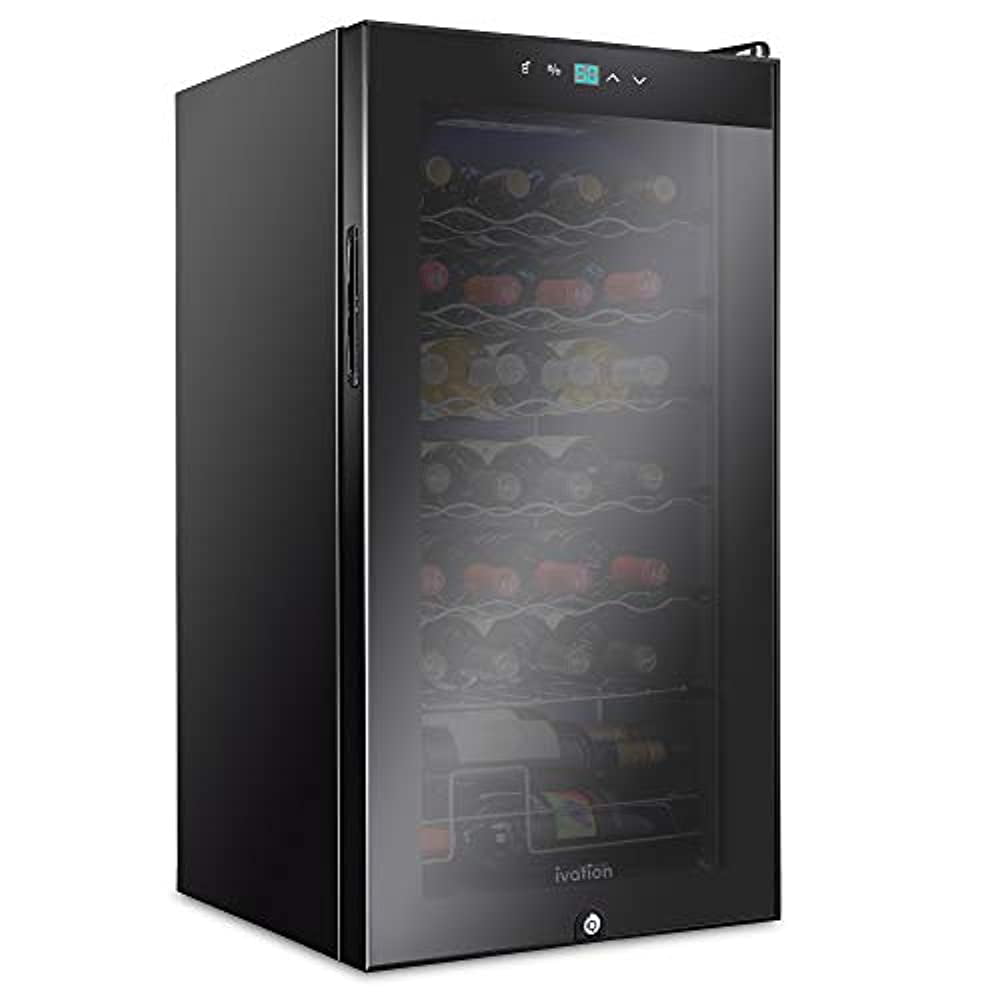 Ivation 28 Bottle Compressor Wine Cooler Refrigerator W/ Lock. Black