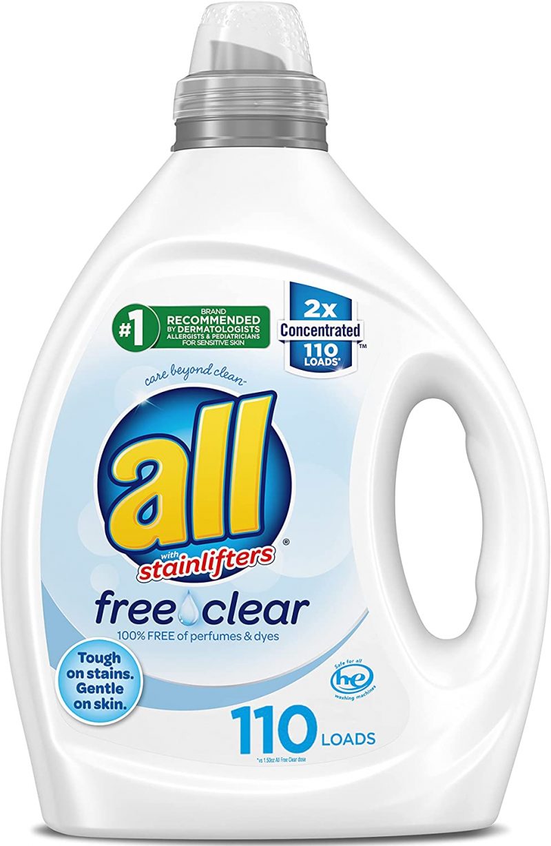 All Liquid Laundry Detergent. Free Clear for Sensitive Skin. 110 Loads