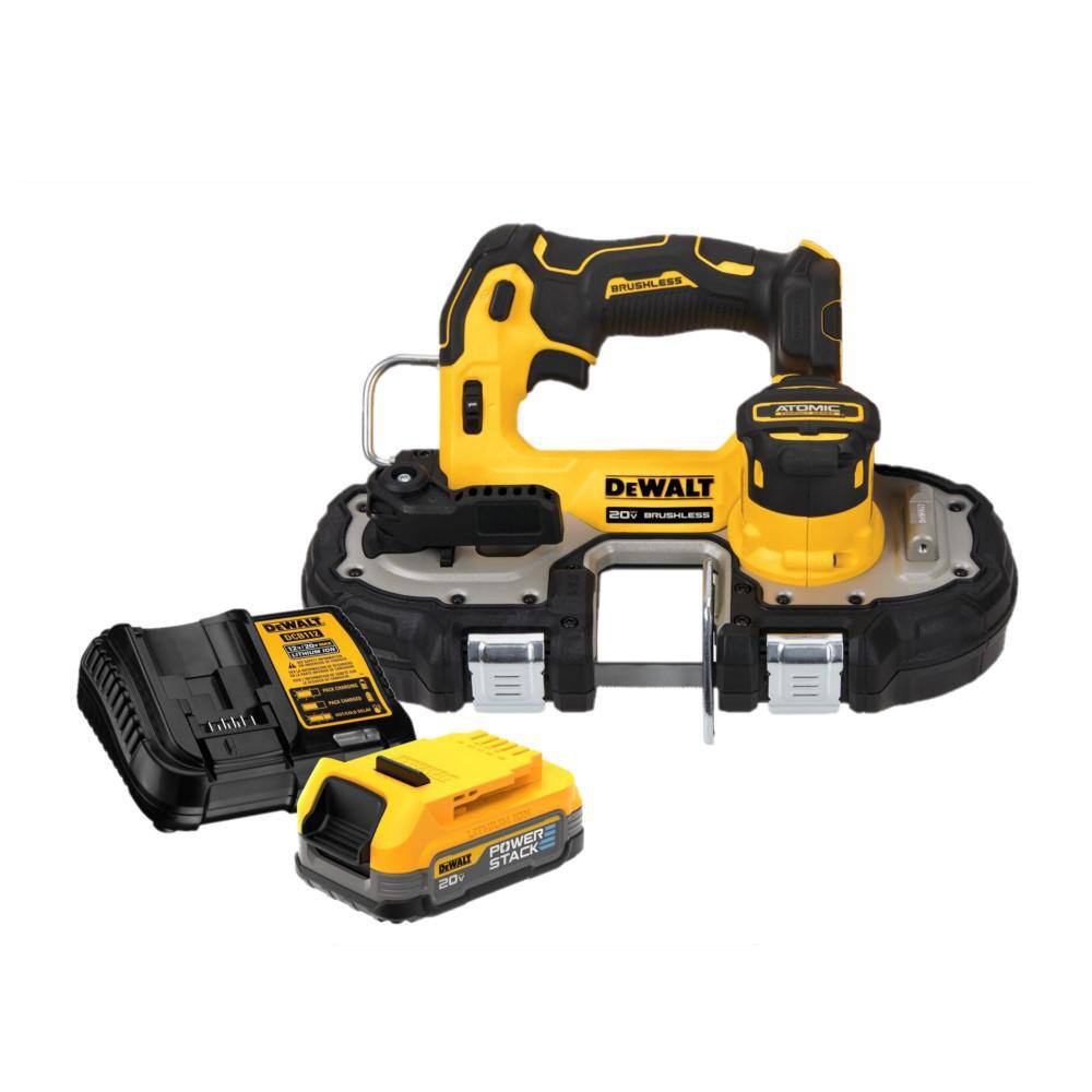 DEWALT DCS377BWP034C ATOMIC 20V MAX Cordless Brushless Compact 1-3/4 in. Bandsaw and 20V POWERSTACK Compact Battery Starter Kit