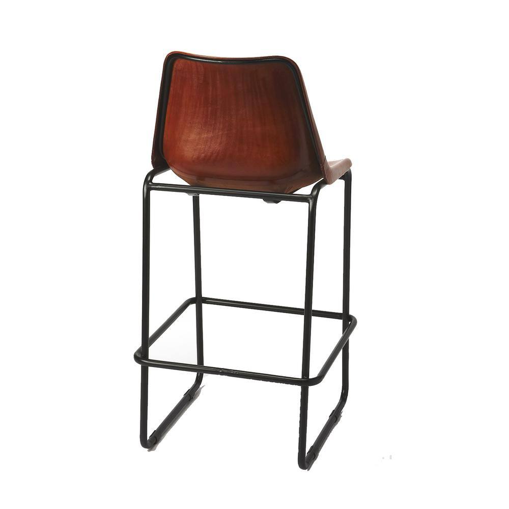 HomeRoots  Amelia 42 in. H Brown Low Back Metal/Wood Bar Height (28-33 in.) Bar Stool