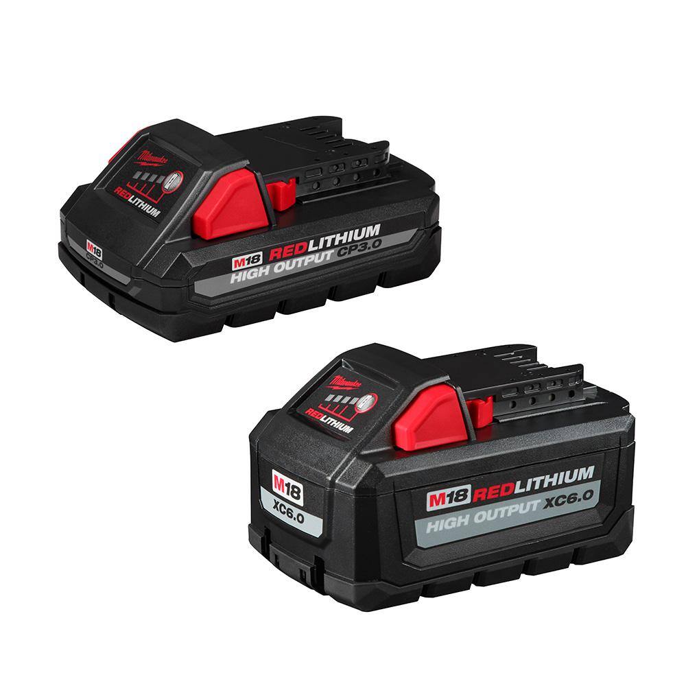 Milwaukee 48-11-1865-48-11-1835 M18 18-Volt Lithium-Ion High Output Battery Pack 6.0Ah W/High Output Battery Pack 3.0Ah
