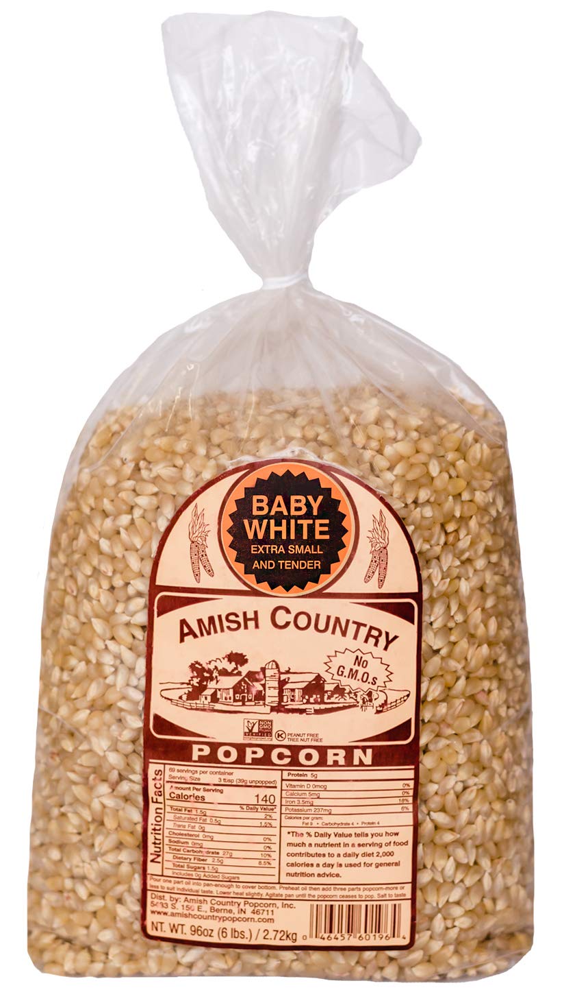 Amish Country Popcorn. Baby White. 6 Lb Bag
