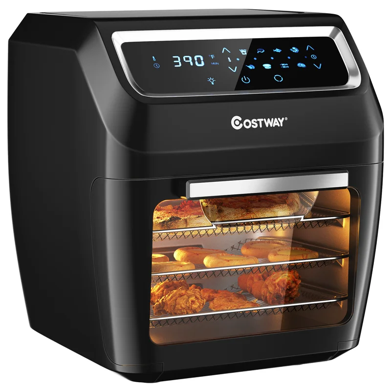 Costway EP24925US-DK 6 qt. Black 1700W Electric Air Fryer Oven 8-In-1 Rotisserie Dehydrator w/Accessories