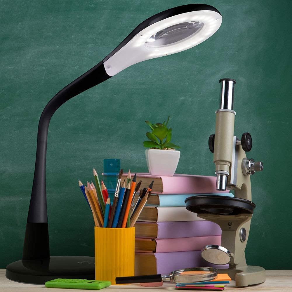 OttLite LED Desk Lamp with Adjustable Magnifier. Prevention Series - Designed to Reduce Eyestrain