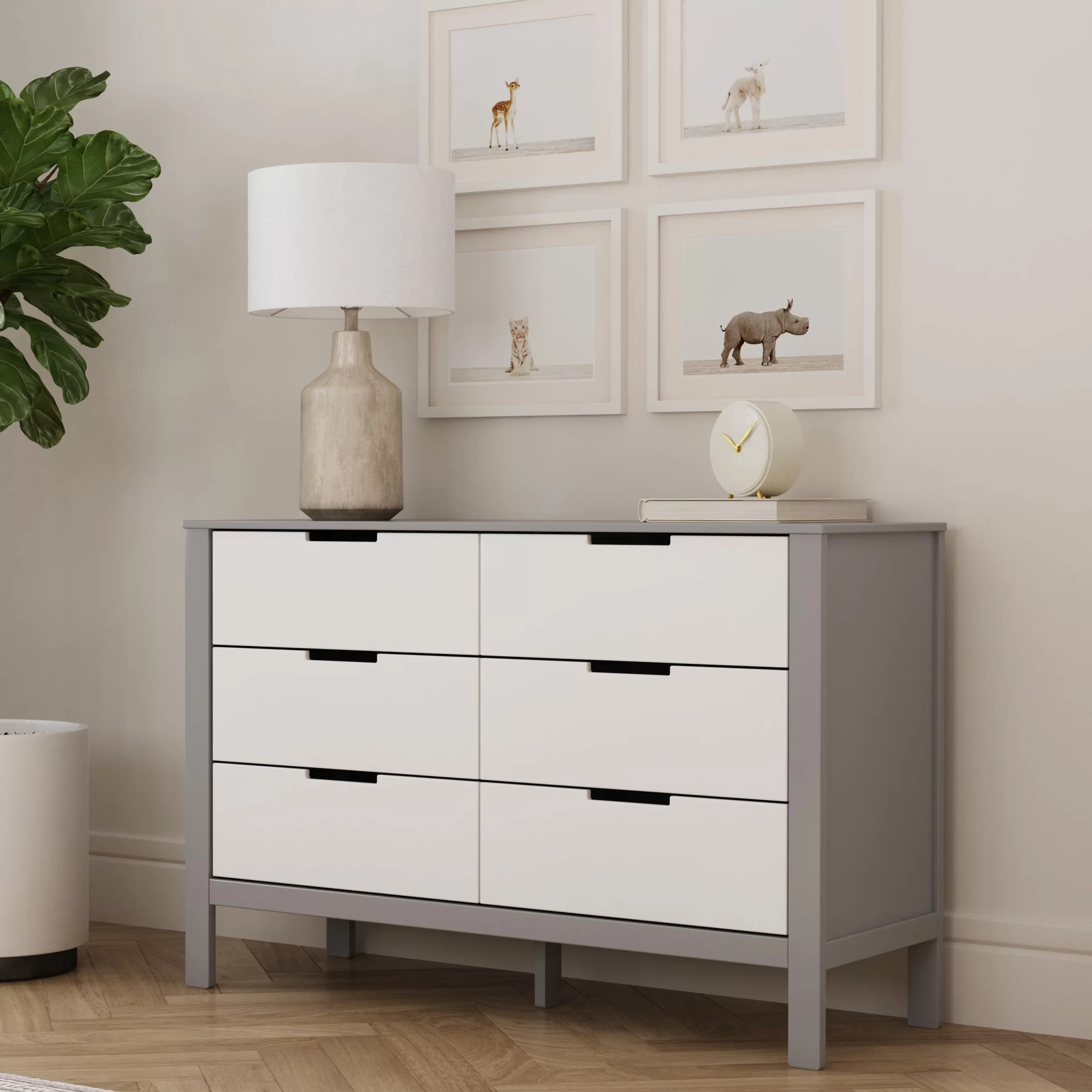Carter-s by DaVinci Colby 6 Drawer Double Dresser. Gray/White